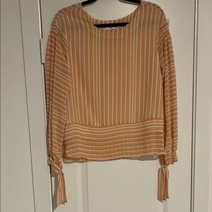 Mango Striped Tie Sleeve Long Sleeve Blouse